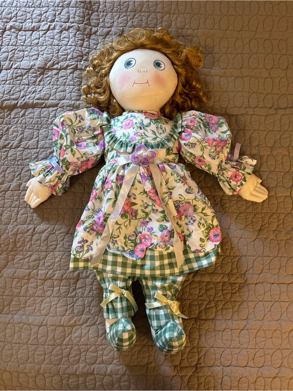 Dolly Dingle Dolls Goebel 1995 25” Cloth Rag Doll Floral Dress Collectible